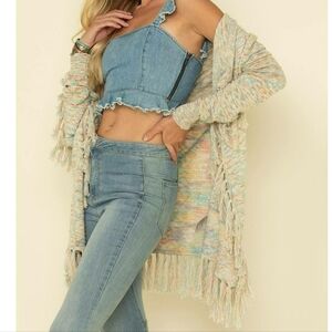 Wrangler Retro Multicolor Fringe Sweater Poncho